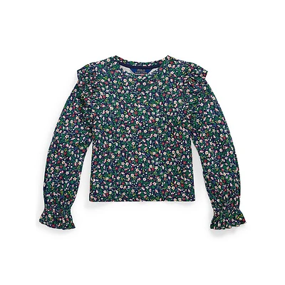 Girl's Ruffled Floral Top