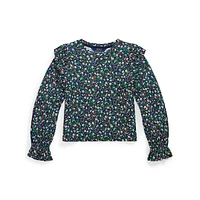 Girl's Ruffled Floral Top