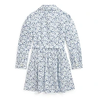 Little Girl's Floral Oxford Shirt Dress