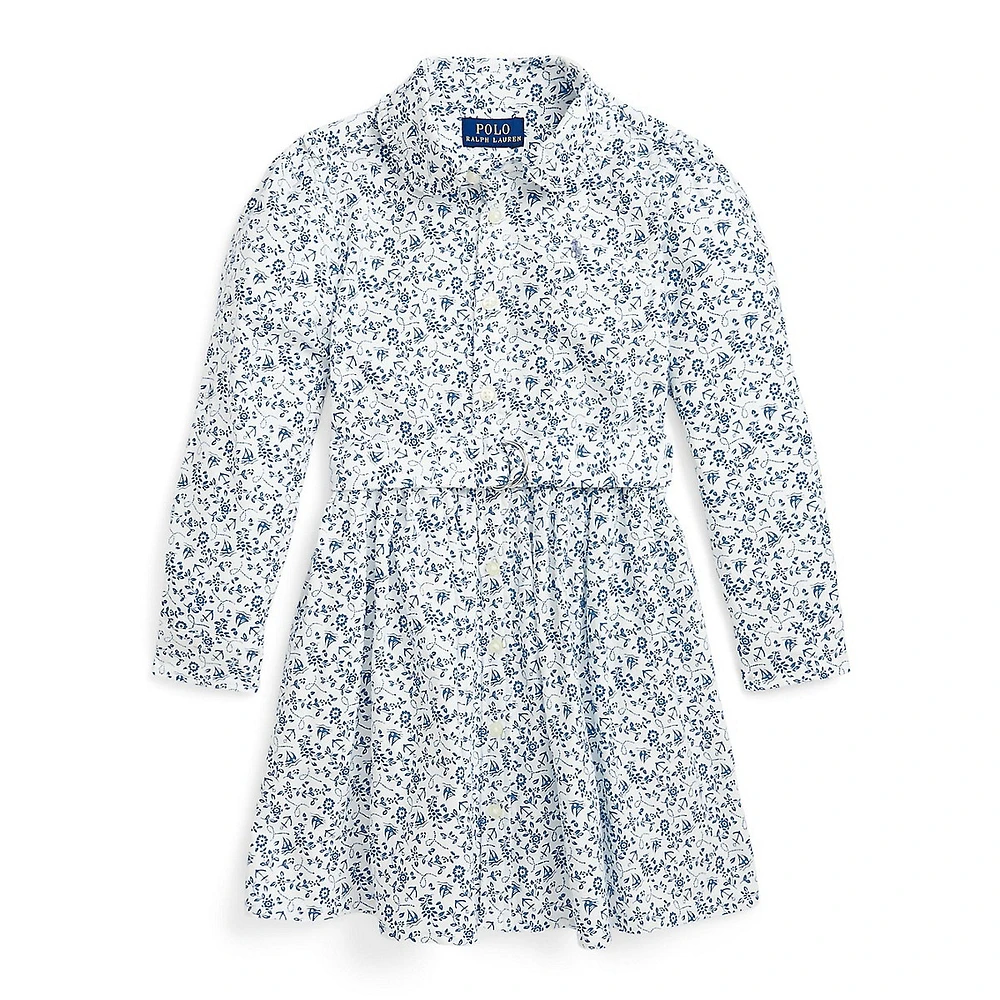 Little Girl's Floral Oxford Shirt Dress