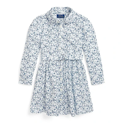 Robe chemise fleurie Oxford pour petite fille