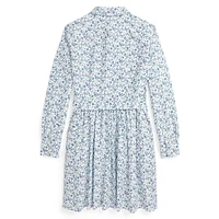 Girl's Floral Oxford Shirt Dress