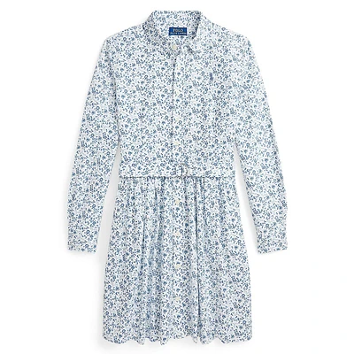 Girl's Floral Oxford Shirt Dress