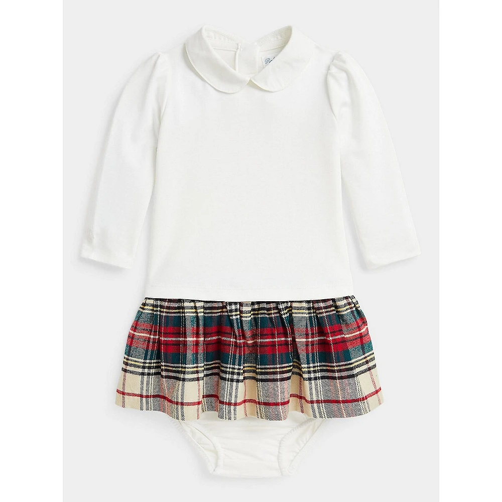 Baby Girl's 2-Piece Plaid-Skirt Ponte Dress & Bloomers Set