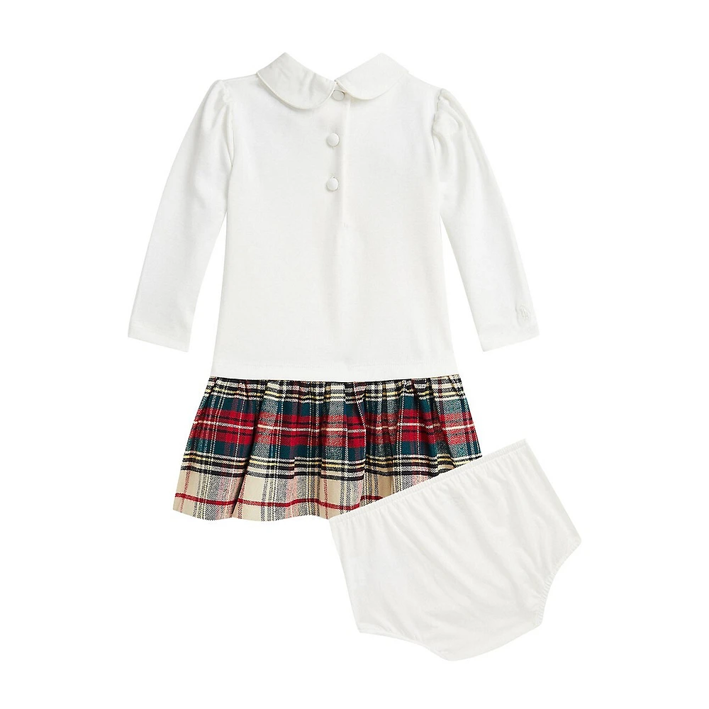 Baby Girl's 2-Piece Plaid-Skirt Ponte Dress & Bloomers Set