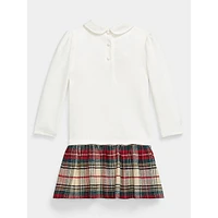 Little Girl's Plaid-Skirt Ponte Dress