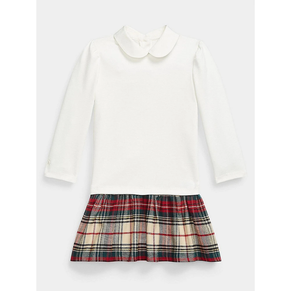 Little Girl's Plaid-Skirt Ponte Dress