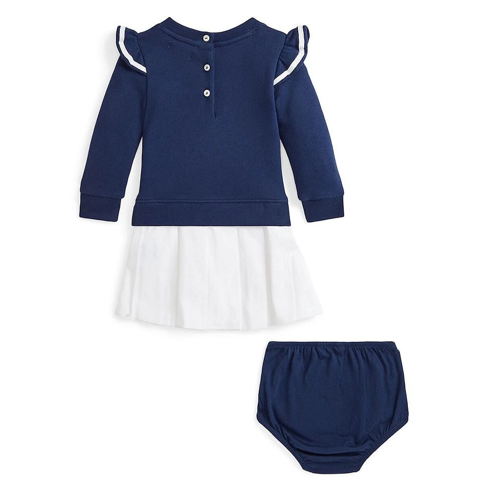 Baby Girl's Pleated-Skirt Dress & Bloomers Set