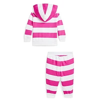 Baby Girl's 2-Piece Striped Terry Full-Zip Hoodie & Pants Set