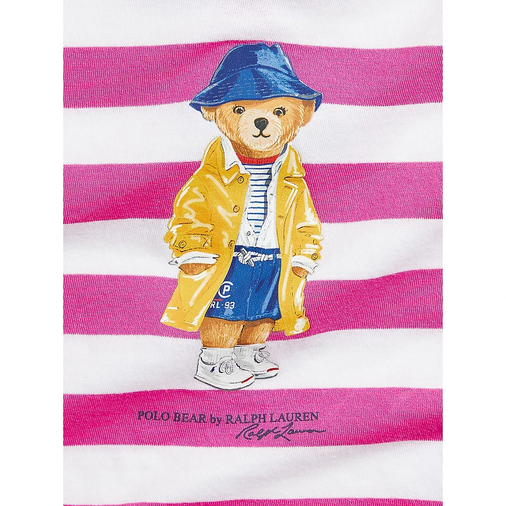 Baby Girl's Striped Polo Bear Peplum T-Shirt