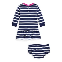 Baby Girl's 2-Piece Polo Bear French Terry Dress & Bloomers Set