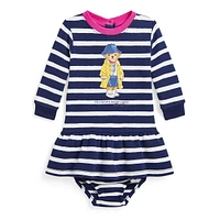 Baby Girl's 2-Piece Polo Bear French Terry Dress & Bloomers Set