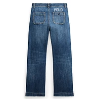 Girl's Logo Wide-Leg Jeans