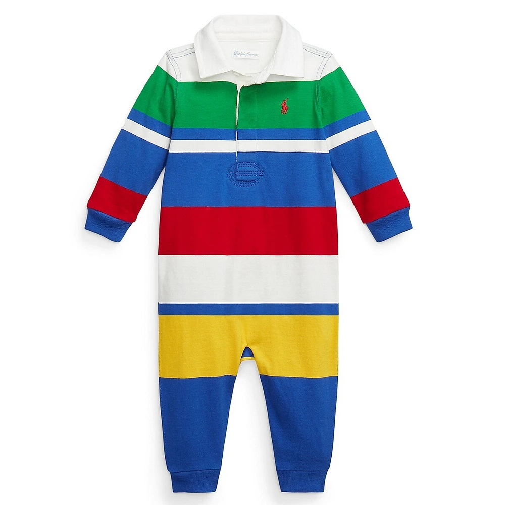 Baby Boy's Striped Jersey Rugby Coverall