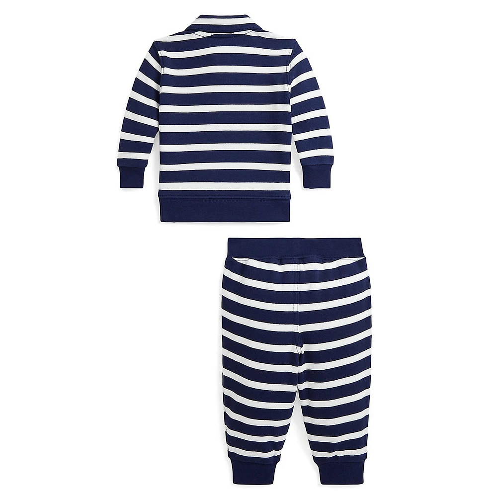 Ensemble 2 pièces pull et pantalon en molleton rayé pour bébé garçon