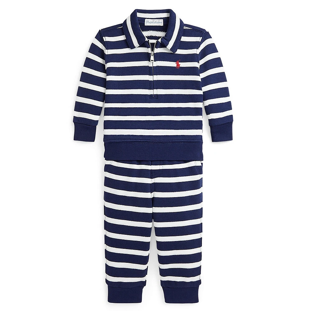 Baby Boy's 2-Piece Striped French Terry Pullover & Pants Set