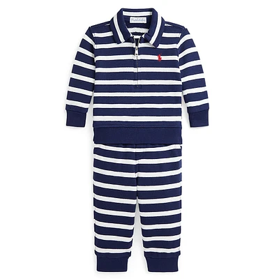 Ensemble 2 pièces pull et pantalon en molleton rayé pour bébé garçon