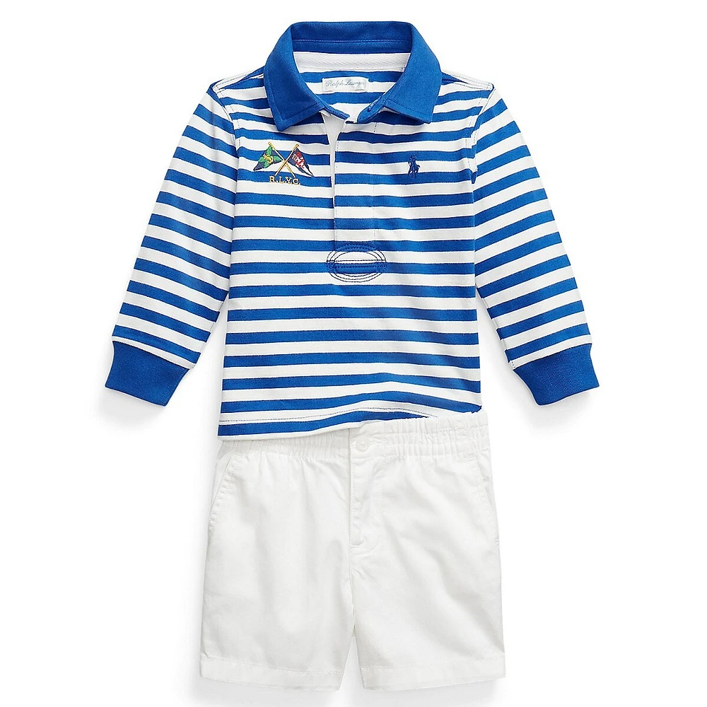 Ensemble 2 pièces pour bébé garçon avec chemise de rugby et short polo Prepster