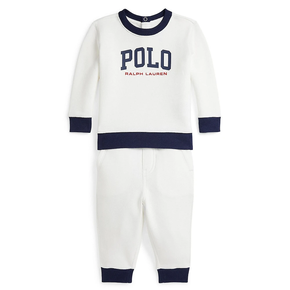 Baby Boy's 2-Piece Logo Fleece Sweatshirt & Jogger Pants Set