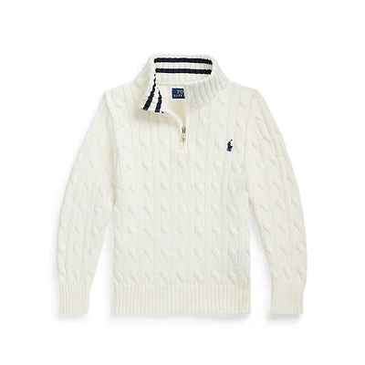 Little Boy's Cable-Knit Quarter-Zip Sweater