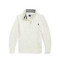 Little Boy's Cable-Knit Quarter-Zip Sweater