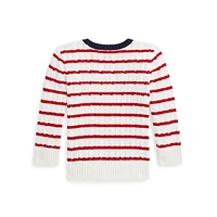 Little Boy's Striped Cable-Knit Sweater