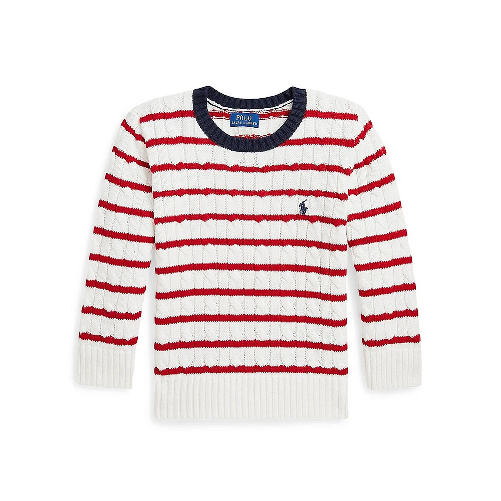 Little Boy's Striped Cable-Knit Sweater