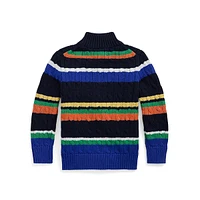 Little Boy's Striped Quarter-Zip Sweater