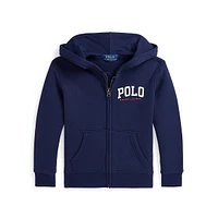 Sweat à capuche zippé en polaire avec logo pour petit garçon