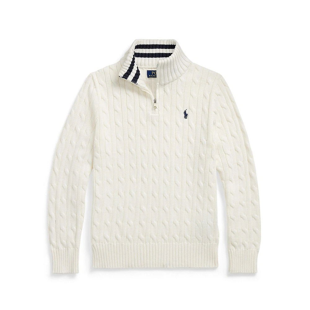 Boy's Cable-Knit Quarter-Zip Sweater