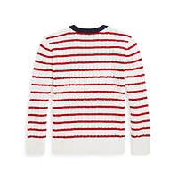 Boy's Striped Cable-Knit Sweater