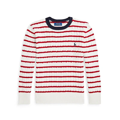 Boy's Striped Cable-Knit Sweater