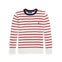 Boy's Striped Cable-Knit Sweater