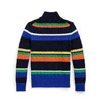 Boy's Quarter-Zip Striped Sweater