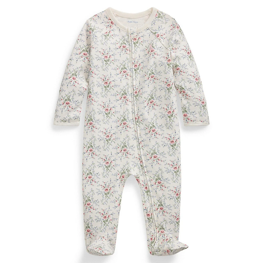 Baby Girl's Floral Interlock Footed Coverall