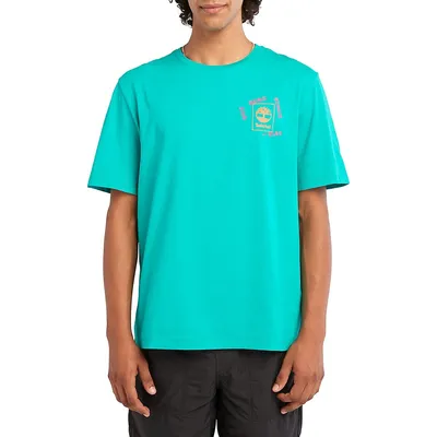 T-shirt de randonnée rétro en coton biologique avec imprimé