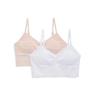 Girl's 2-Pack Light-Support Ruched Longline Bras