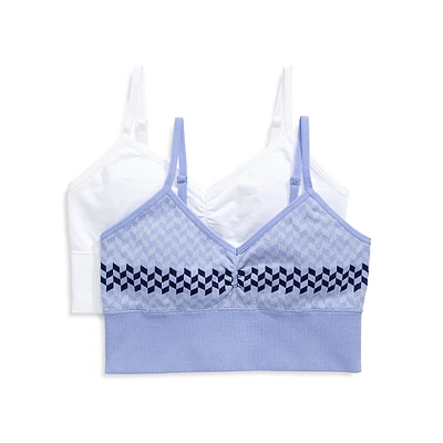 Girl's 2-Pack Light-Support Ruched Longline Bras