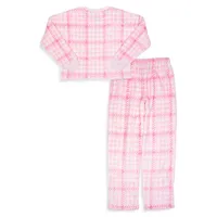 Ensemble pyjama et chandail en molleton à carreaux pour fille, 2 pièces