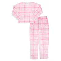 Ensemble pyjama et chandail en molleton à carreaux pour fille, 2 pièces
