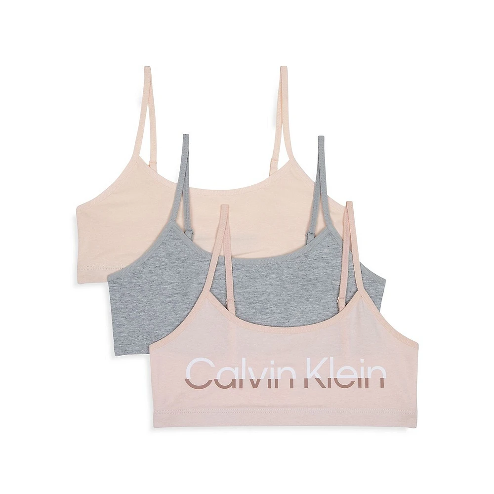 Calvin Klein Girl's 3-Pack Cotton Stretch Bralettes