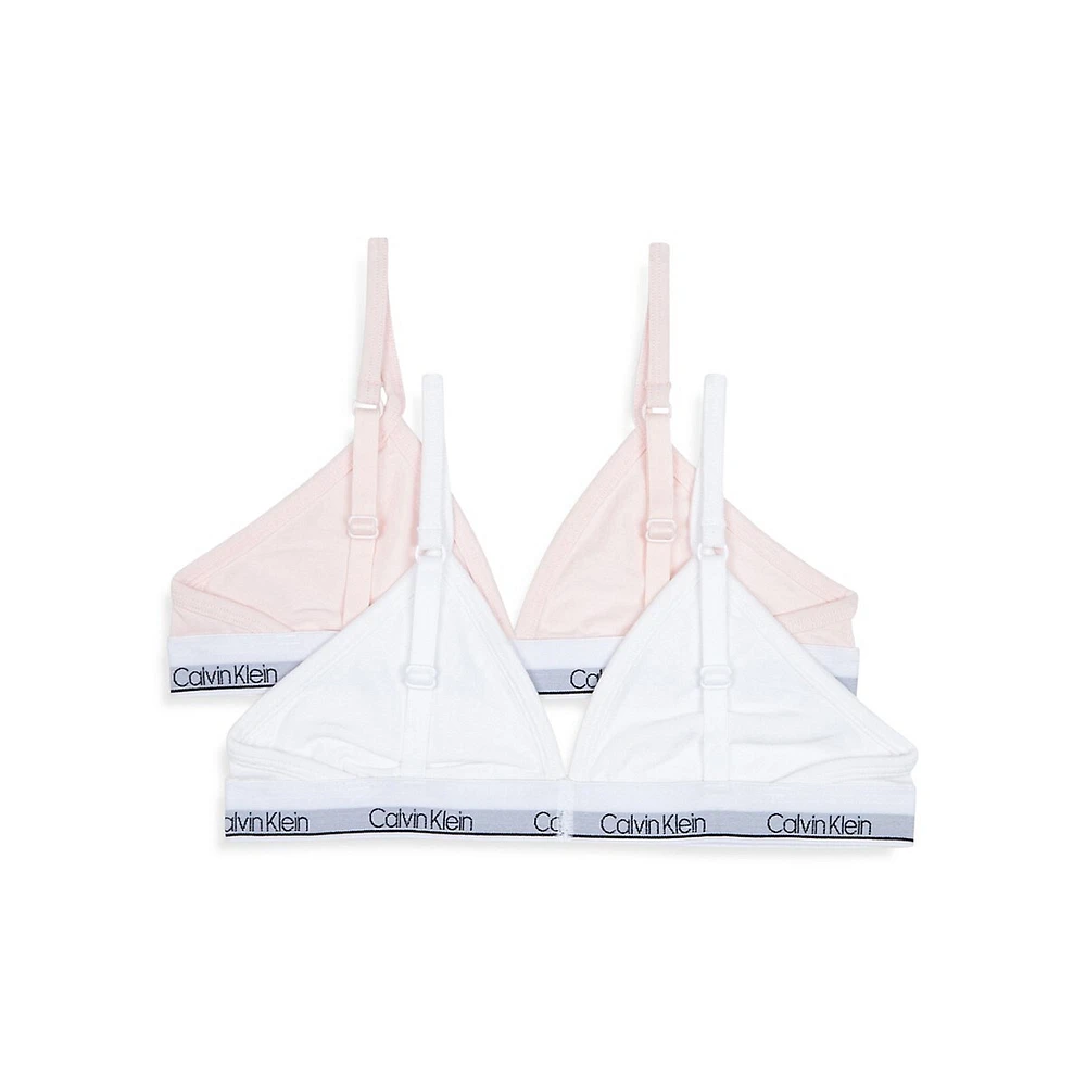 Girl's 2-Pack Logo-Detail Triangle Bra Set