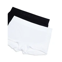 Girl's Embossed 2-Pack Ribbed Shortie Briefs