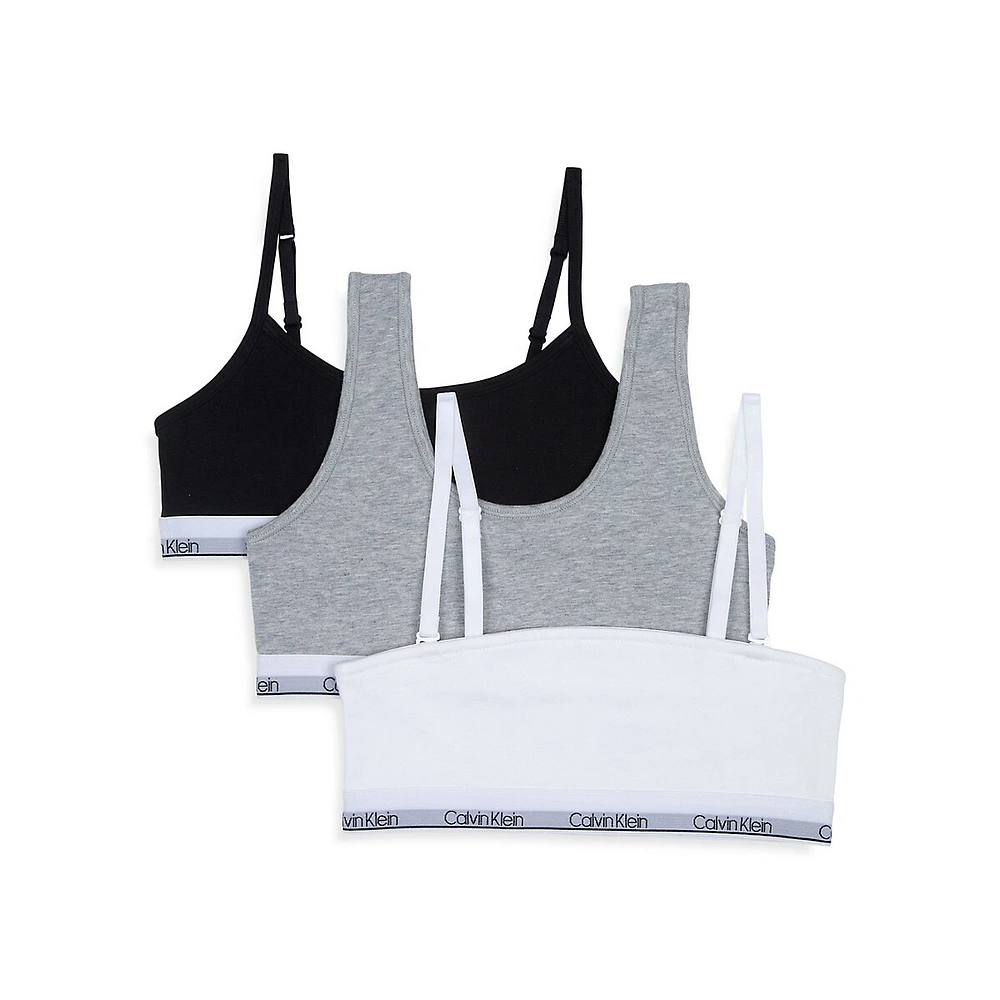 Calvin Klein Girl's 3-Piece Bundle Kit Bra Bundle Kit Set