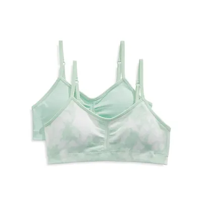 Girl's 2-Pack Light-Support Ruched Bras