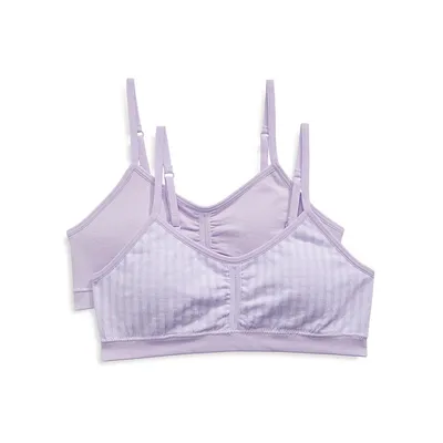 Girl's Fashion 2-Pack Ruched Crop Bra