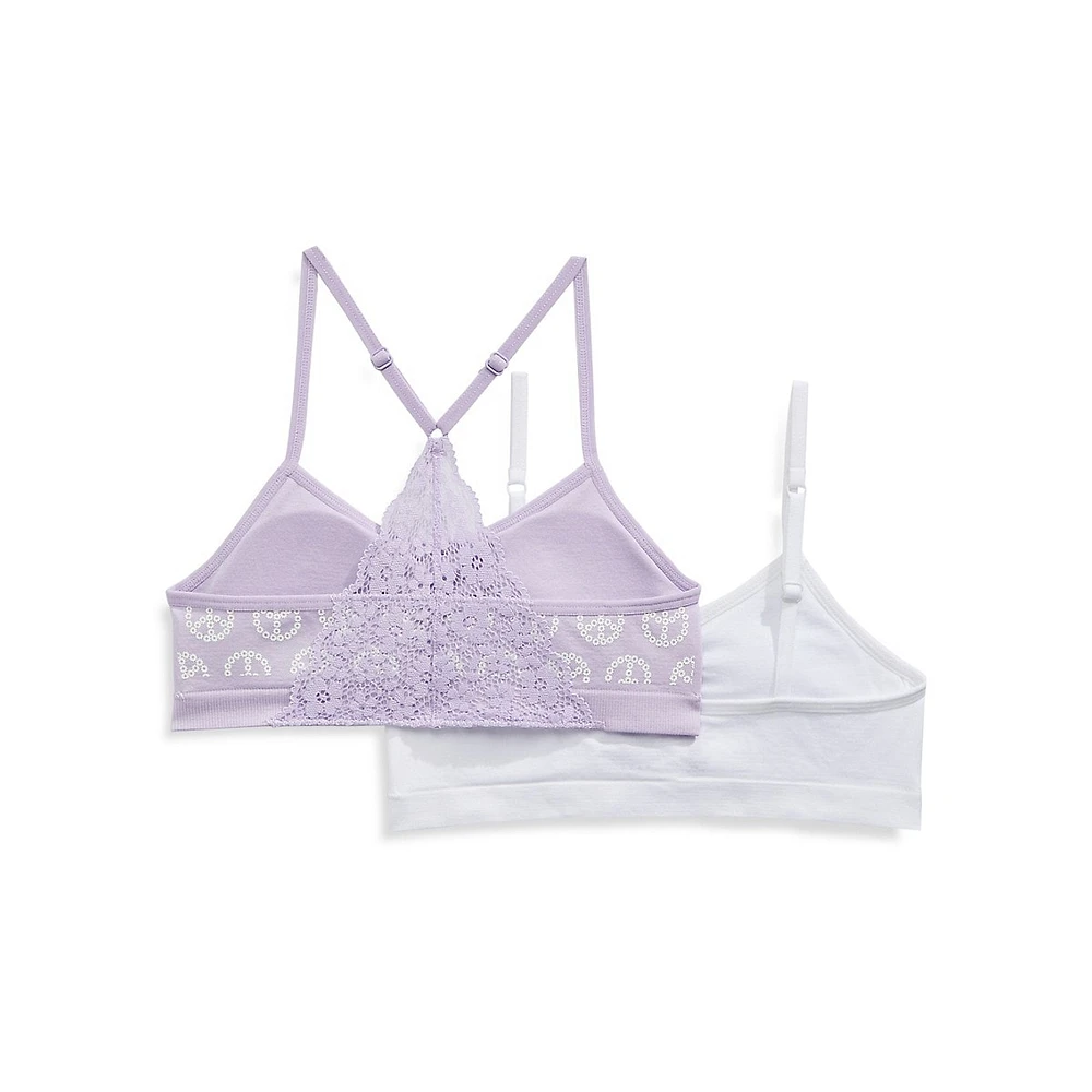 Emballage de deux soutiens-gorge courts à effet ruché et dos en dentelle Girl Fashion