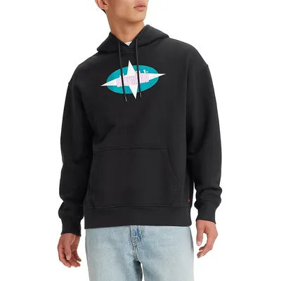 Premium Relaxed-Fit Silver Tab Graphic Hoodie