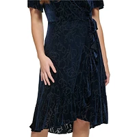 Wrap-Front Jacquard Dress