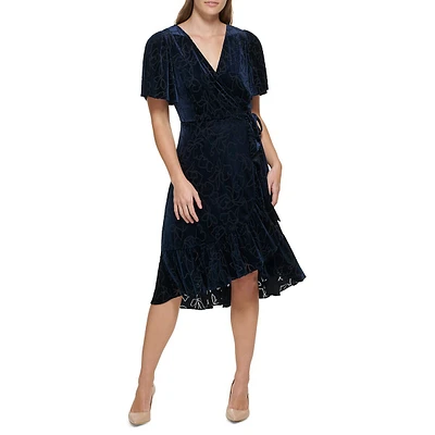 Wrap-Front Jacquard Dress